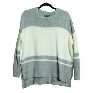 Michael Stars Womens Knit Pullover Sweater Side Slit Striped Gray White Size XS